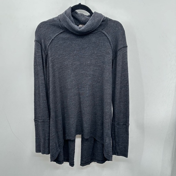 WE THE FREE Grey split back bohemian grunge womans oversized tunic Large - Picture 3 of 13